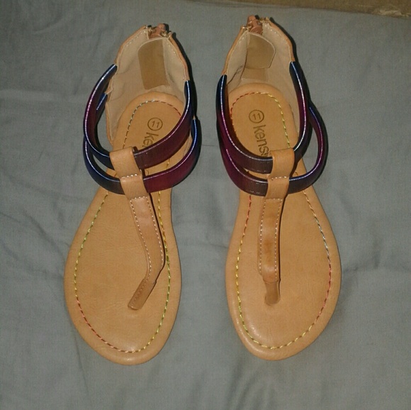 Kensie Other - NWOB GIRLS Kensie Tan and Rainbow Sandals sz 11