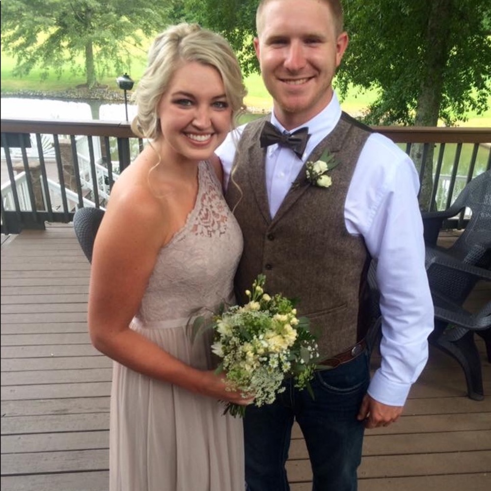 David’s Bridal Biscotti Bridesmaid Dress