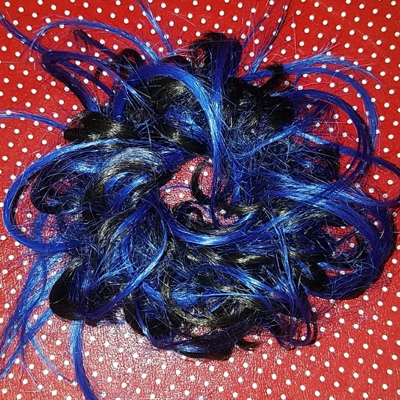? Elastic Faux Blue Curly Hair Scrunchie main image 4