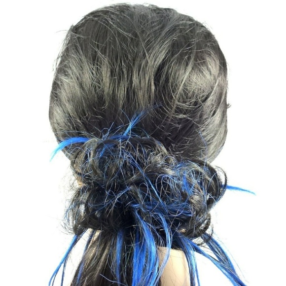 ? Elastic Faux Blue Curly Hair Scrunchie