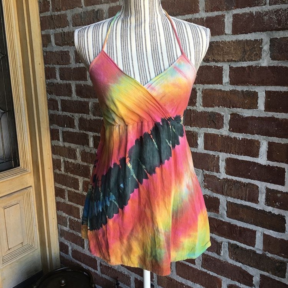 Tie dye halter tunic top