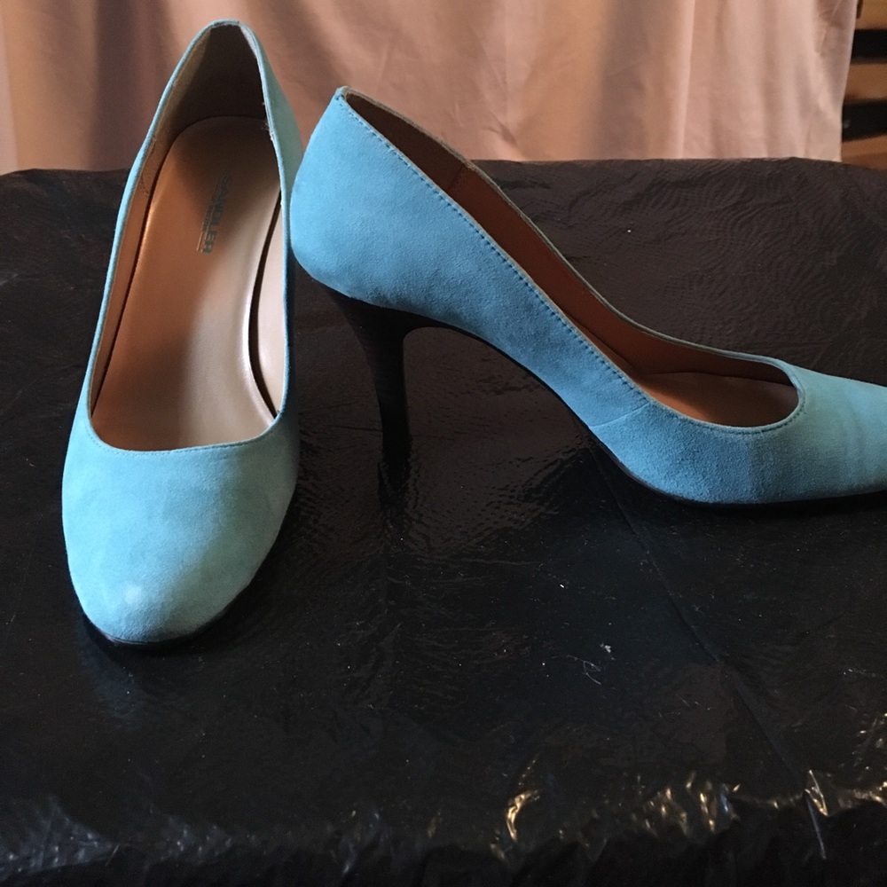 Sandler Teal blue with wood grain pumps size 6 1/2