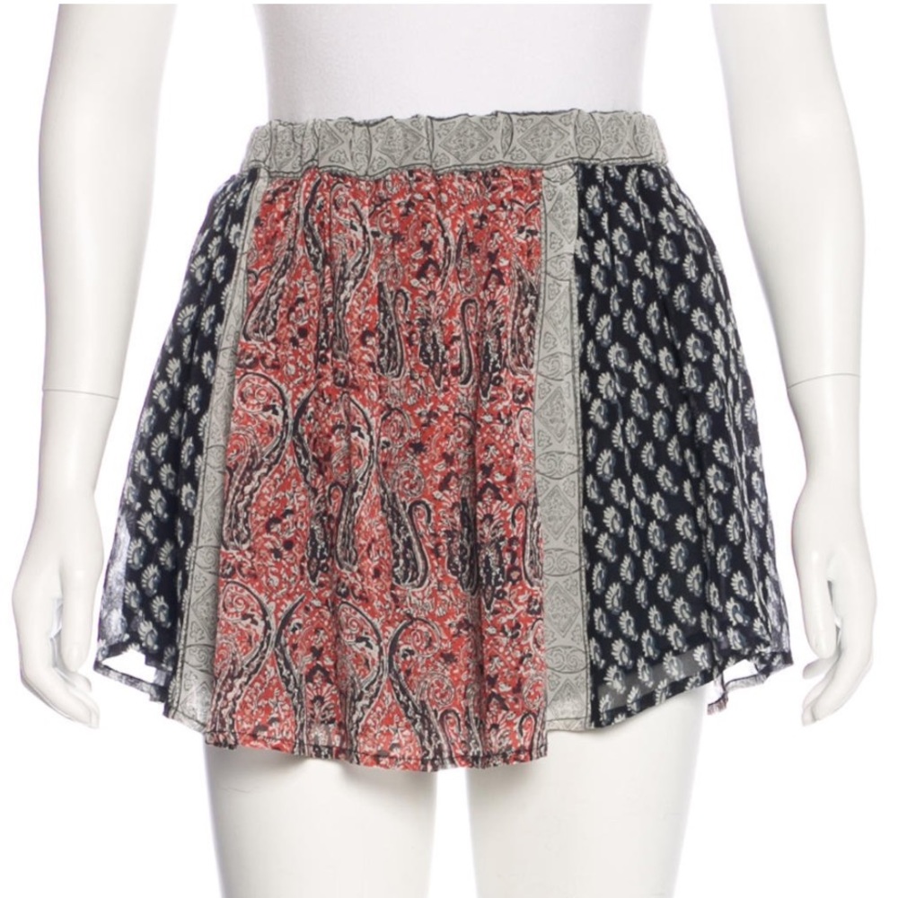 Ulla Johnson Remy Silk Skirt in Blue/Red Paisley
