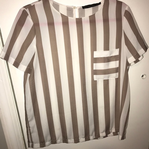 Zara basic chiffon striped top - Picture 3 of 4