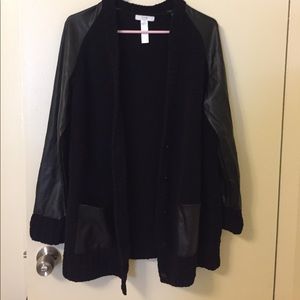 Black chunky, long sweater cardigan