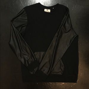 Black Sweater w/ Faux Leather Sleeves