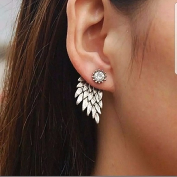 5 for $25 Double Sided Crystal Wing Earrings - Picture 4 of 4