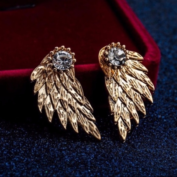 5 for $25 Double Sided Crystal Wing Earrings - Picture 2 of 4