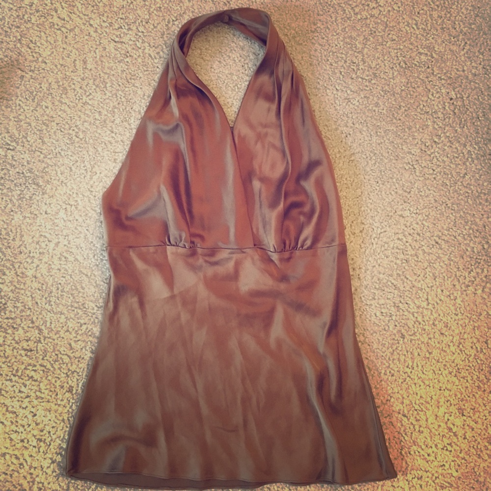 Brown Silk Halter Top