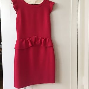 SANDRO Resonance crepe peplum dress fuschia