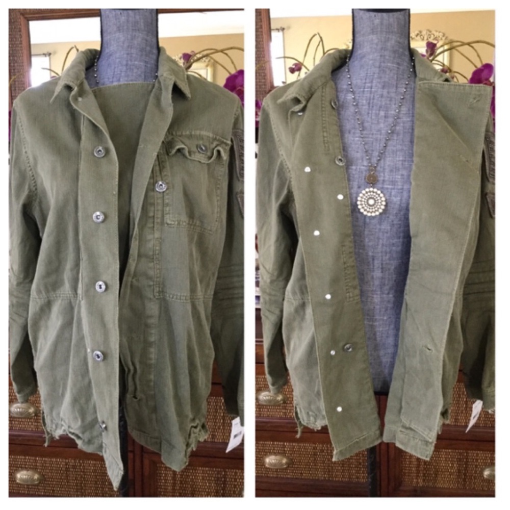 Free People Embellished Military Shirt Jacket. NWT - Picture 4 of 8