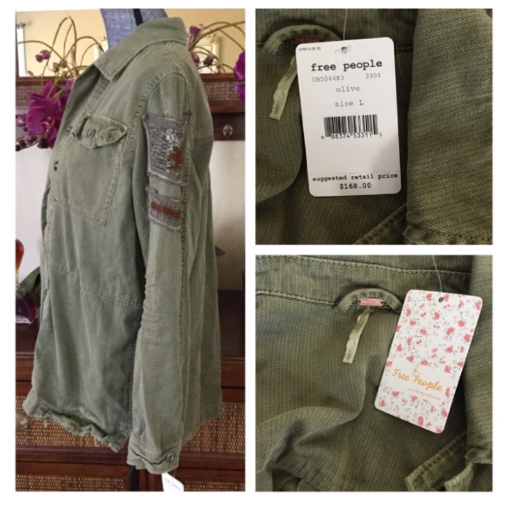 Free People Embellished Military Shirt Jacket. NWT - Picture 5 of 8
