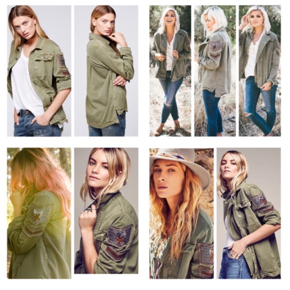 Free People Embellished Military Shirt Jacket. NWT - Picture 2 of 8