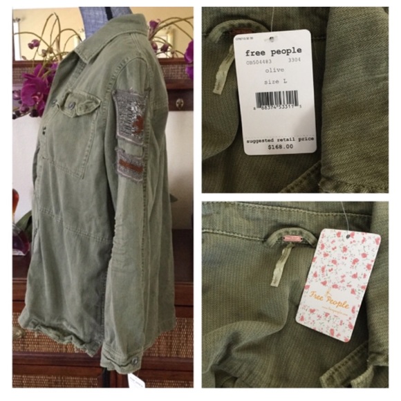 Free People Embellished Military Shirt Jacket. NWT - Picture 5 of 8