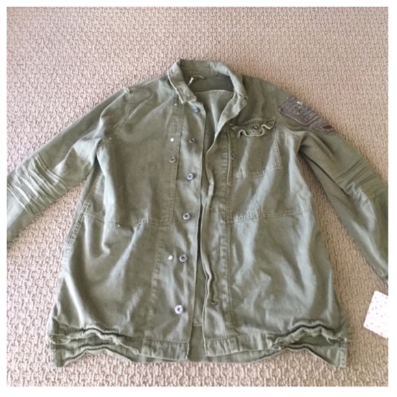 Free People Embellished Military Shirt Jacket. NWT - Picture 7 of 8