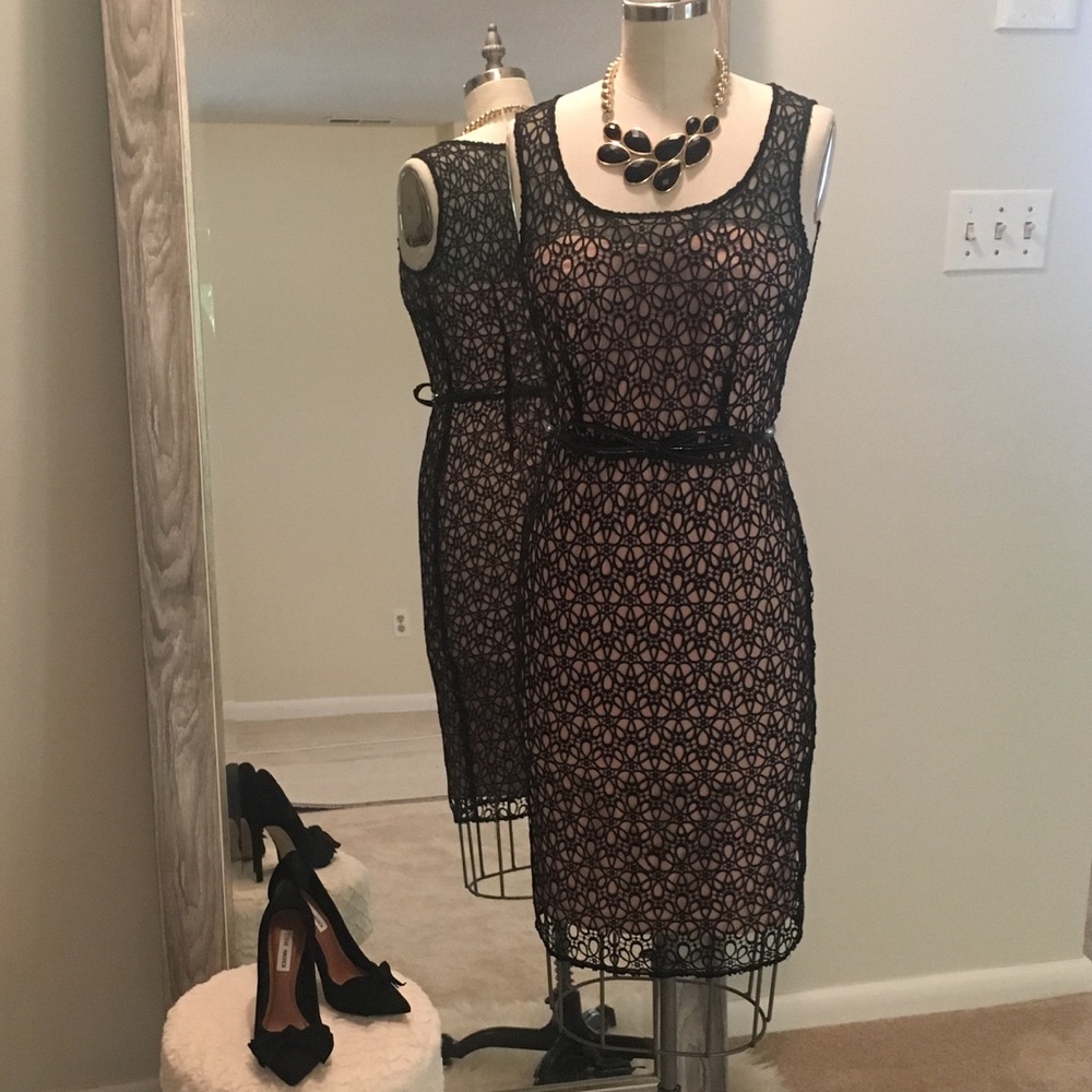 Ann Taylor Laser Cut Midi Cocktail Dress
