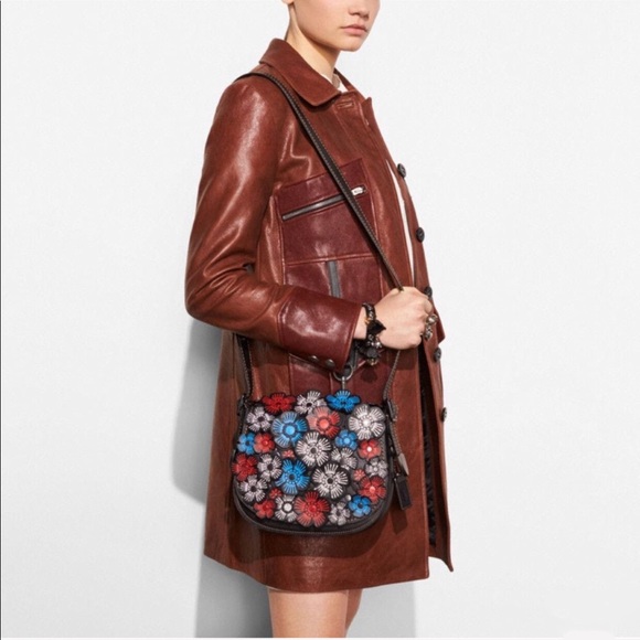 Coach Tea Rose appliqué saddle bag - Picture 2 of 6