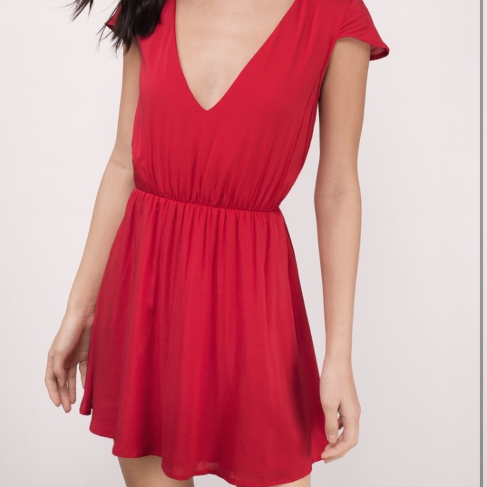 Tobi Red V-Neck Minidress
