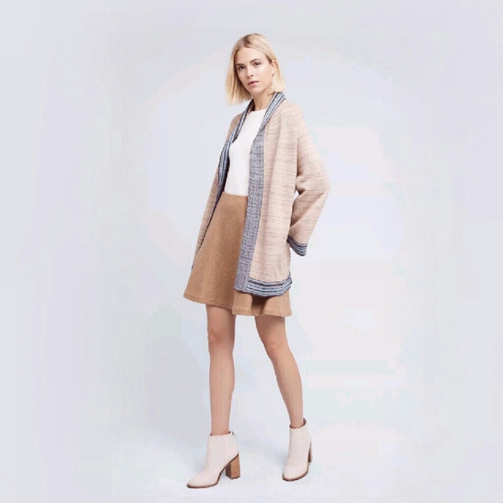 Rare Anthropologie Cardigan Sweater Coat Knit Kimono with Birds - Picture 6 of 8