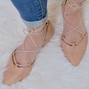 Nude BNIB MIA Lace up Pointed Toe Flats