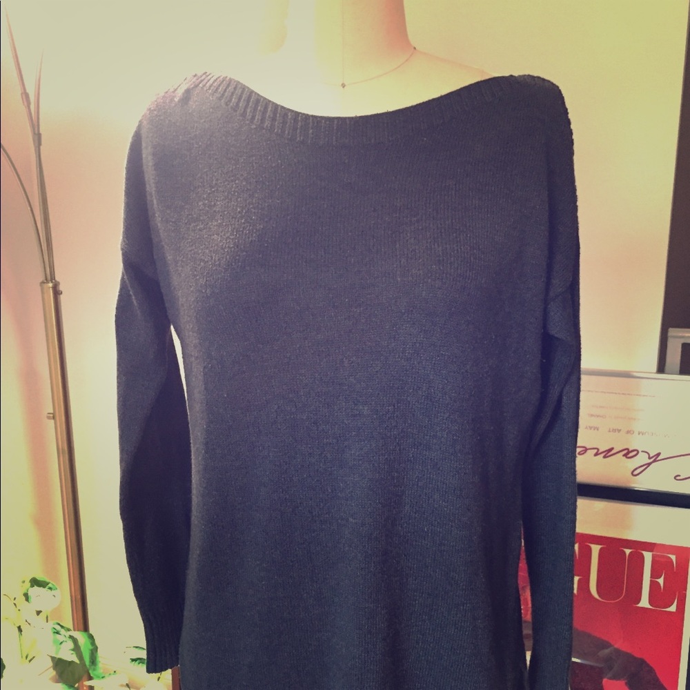 2 for $10 ON charcoal knit sweater with shirt hem