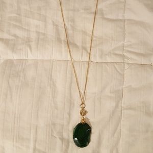 Long green gemstone necklace