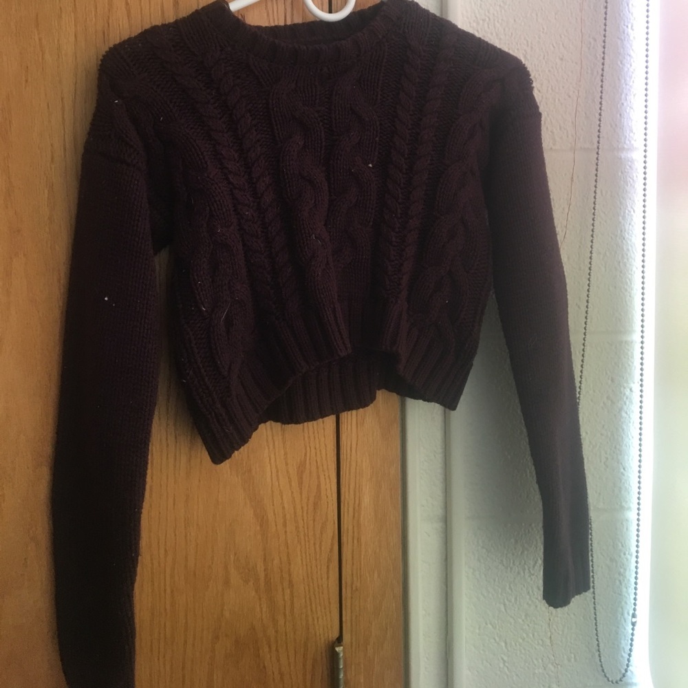 Urban outfitters cropped burgundy sweater
