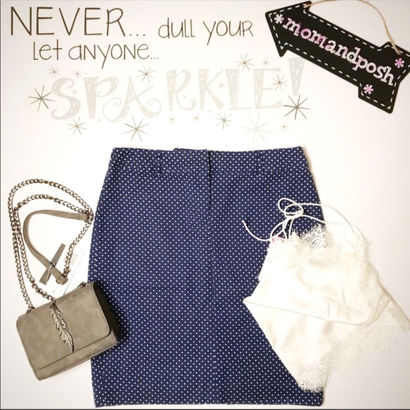 Sheragano Blue -white polka dot Pencil Skirt 10 - Picture 2 of 7