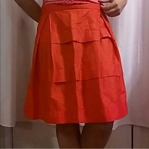 Orange J Crew Pleated Skirt