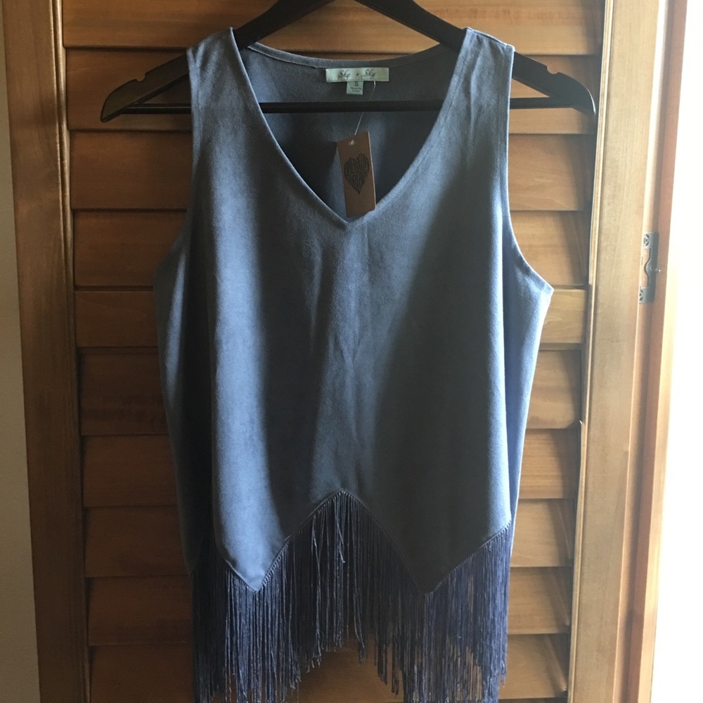 Fringe, suede tank top