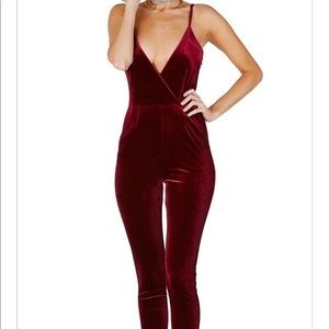 NWT Velvet burgundy jumpsuit