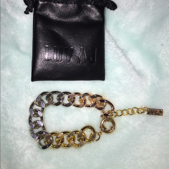 Rose gold, yellow gold and silver link bracelet - Picture 2 of 5