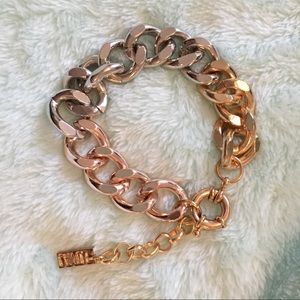 Rose gold, yellow gold and silver link bracelet