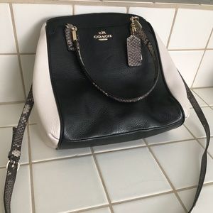 Small black/white/snake print leather Coach purse