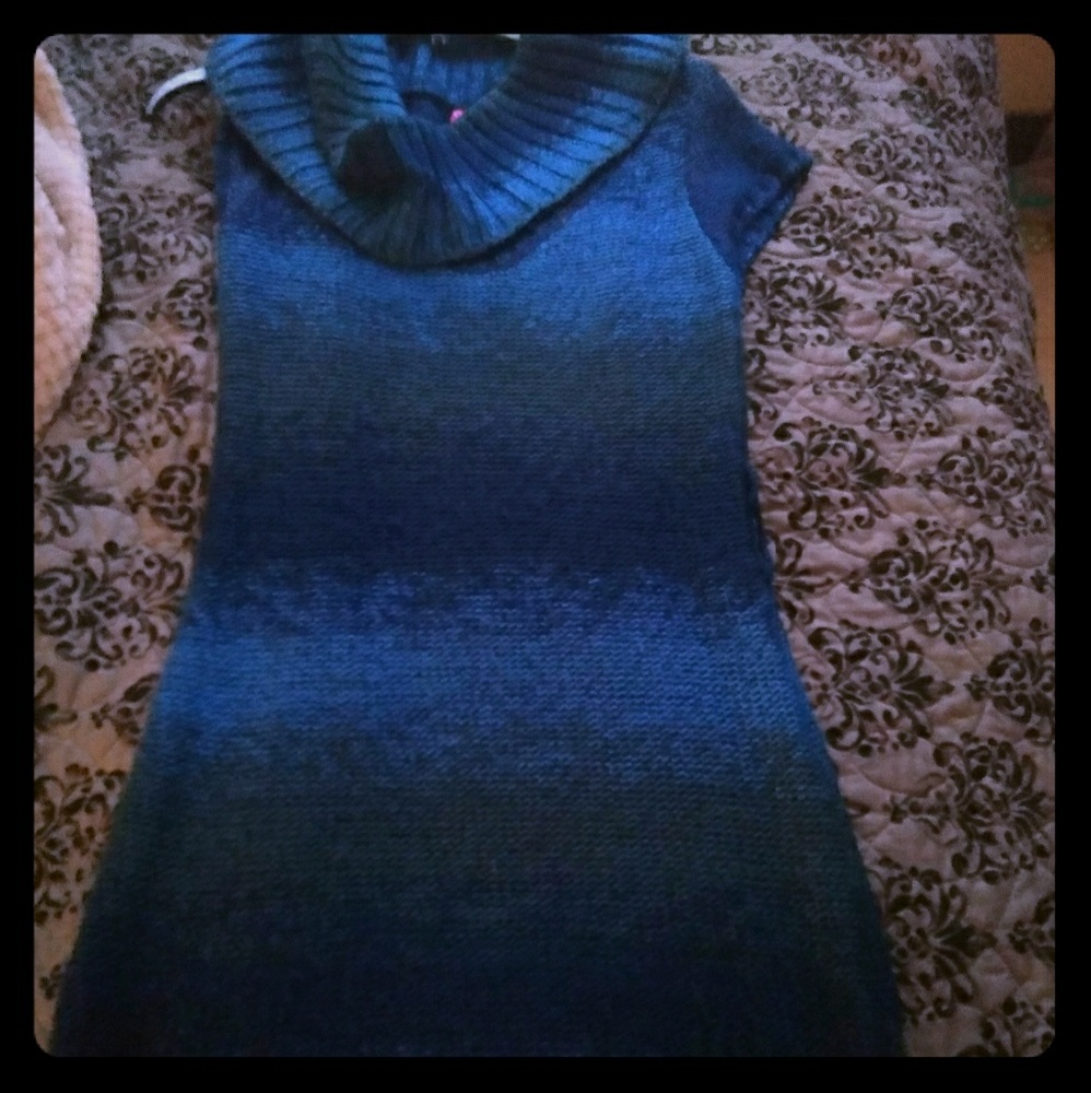 Blue sweater dress