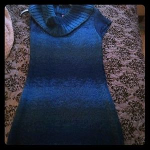 Blue sweater dress