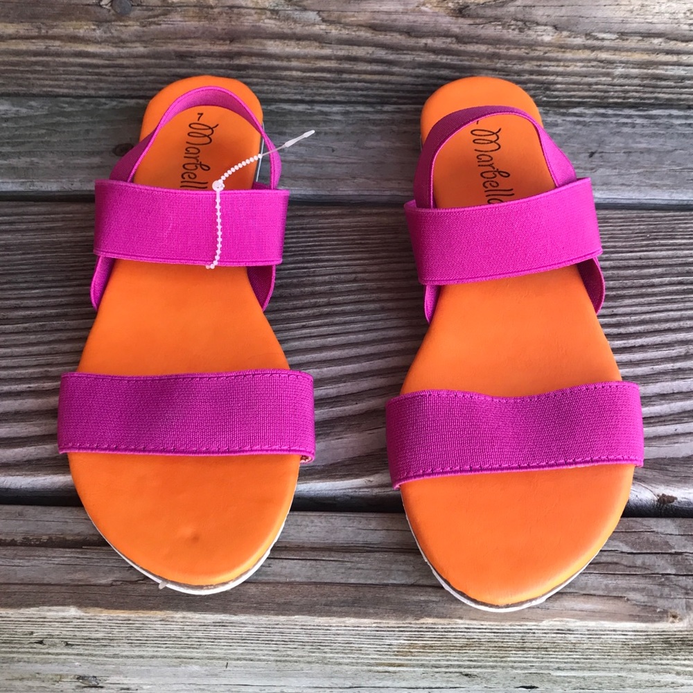 NWT MARBELLA Bright Bandage Slides 🌟Sz7🌟 2Left