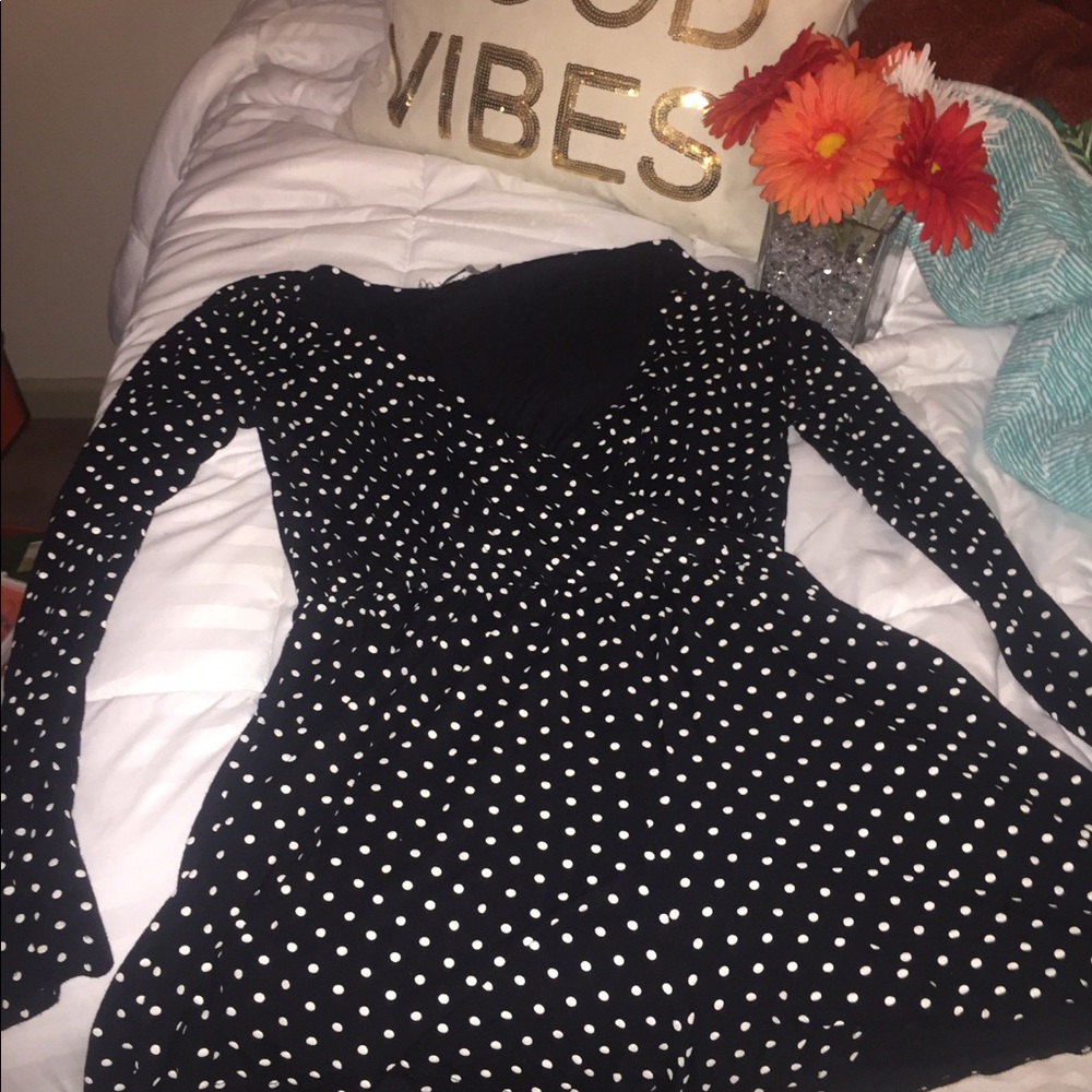 Black and white polka dot romper
