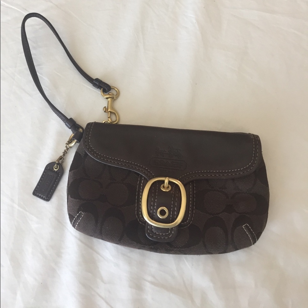 *SOLD* Brown Coach Buckle Wristlet