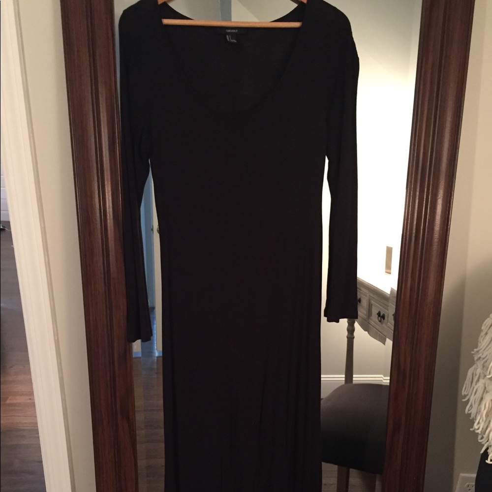 XXI Black Cotton Floor Length Dress