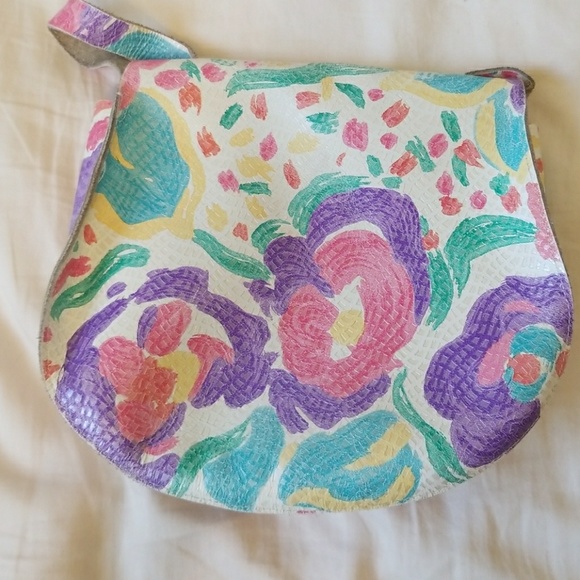 American Apparel floral leather crossbow bag NEW - Picture 2 of 6