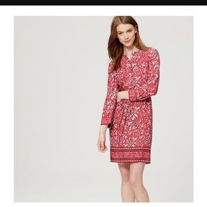 LOFT Petite Border Henley Shirtdress