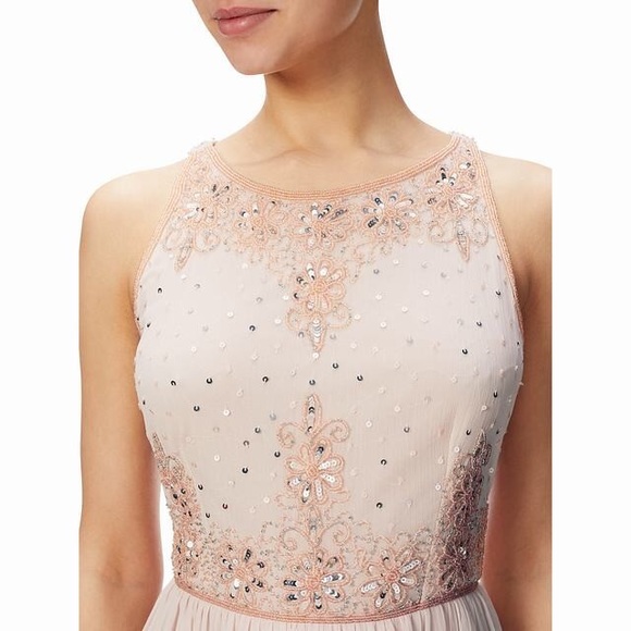 NWT Adrianna Papell Chiffon Halter Gown - Picture 1 of 8