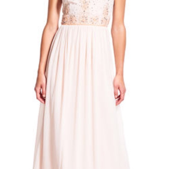 NWT Adrianna Papell Chiffon Halter Gown - Picture 3 of 8