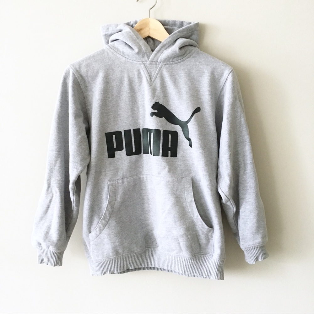 Puma Grey & Black Logo Hoodie