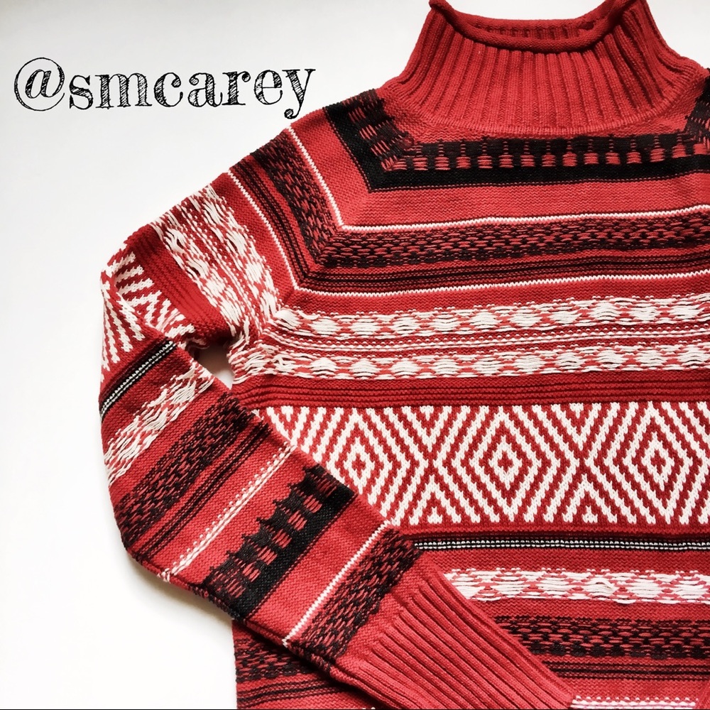 NEW CHAPS RED MOCK SWEATER