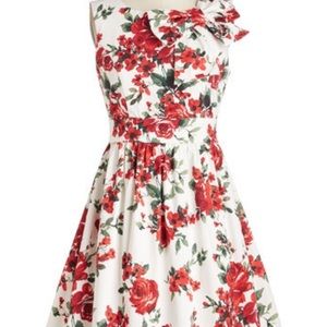 Red and White Floral Dress