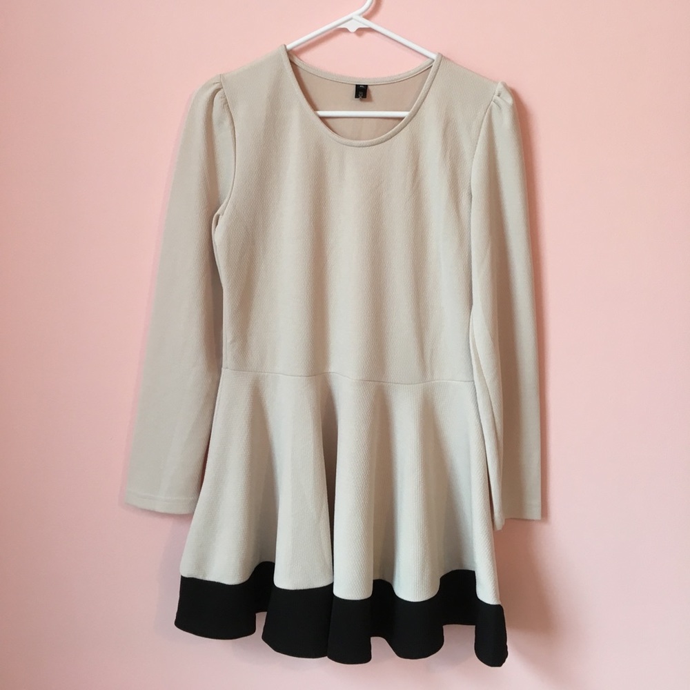 Tan & Black Ruffle Top or Dress