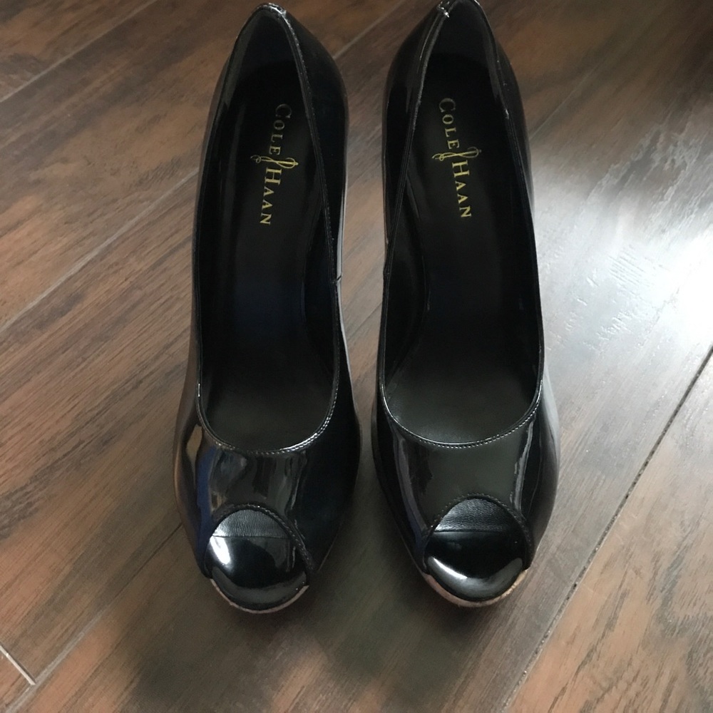 Cole Haan Mariela Patent Leather Peep Toe Pumps