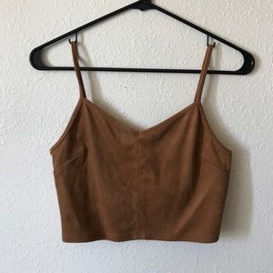 suede brown crop top from forever 21